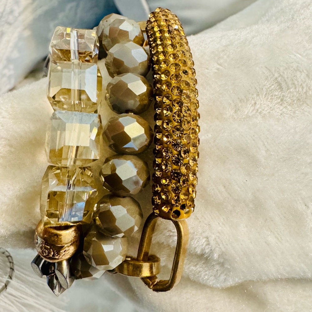 Gold and Silver Beaded Bracelet Set